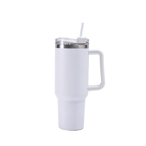 Premium 40oz Stainless Steel Insulated Tumbler Cup with Handle & Spill-Resistant Lid | Hot & Cold Travel Mug (Random Color)
