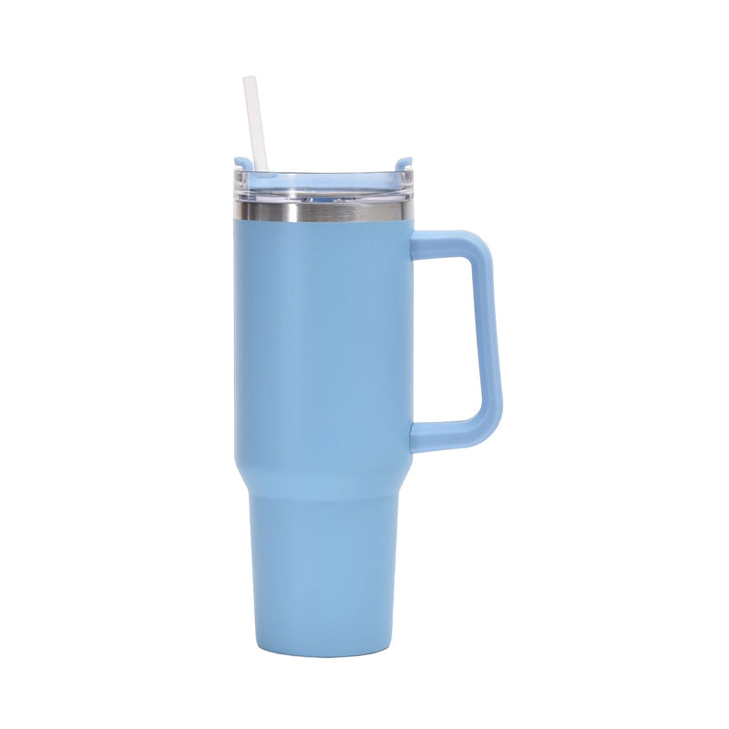Premium 40oz Stainless Steel Insulated Tumbler Cup with Handle & Spill-Resistant Lid | Hot & Cold Travel Mug (Random Color)