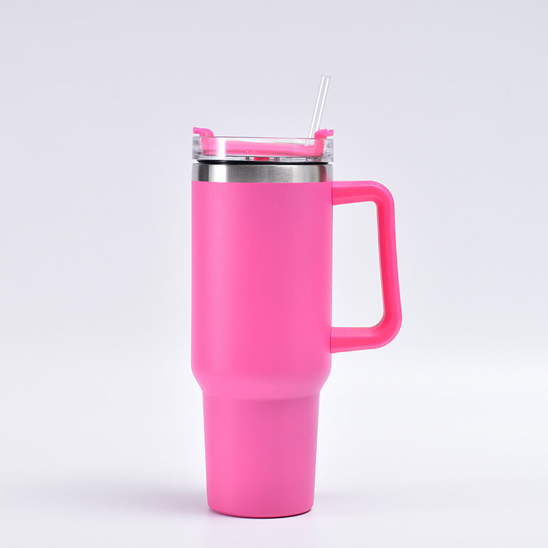 Premium 40oz Stainless Steel Insulated Tumbler Cup with Handle & Spill-Resistant Lid | Hot & Cold Travel Mug (Random Color)