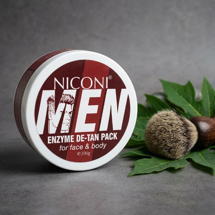 Niconi Men Enzyme De-Tan Pack for Face & Body 300g | Deep Cleansing Tan Removal & Brightening Skincare Mask