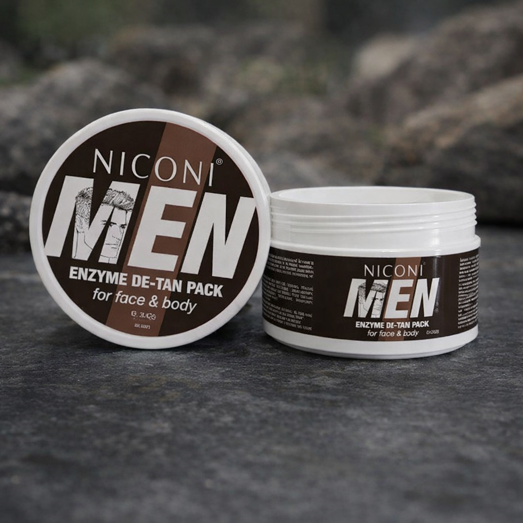 Niconi Men Enzyme De-Tan Pack for Face & Body 300g | Deep Cleansing Tan Removal & Brightening Skincare Mask